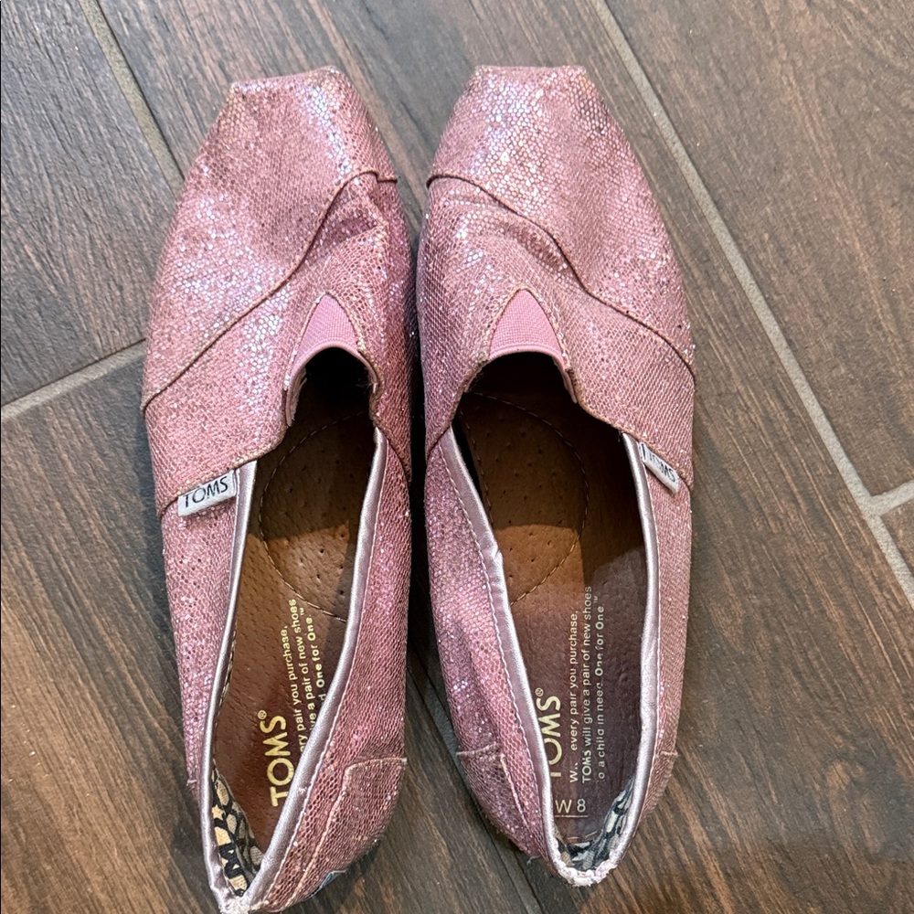TOMS Women's Sparkling Pink Flats